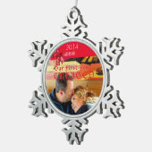 Verloving Foto Red Bow Ornament (Rechts)