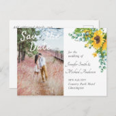 Verloving Foto Save the Date Sunflower Wedding Briefkaart (Voorkant / Achterkant)