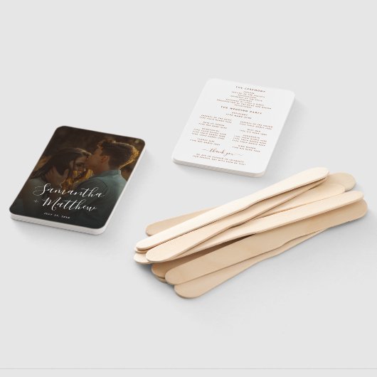 Verloving Foto Terracotta Wedding Program Handwaaier (Niet-gemonteerd)