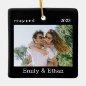 Verloving Foto van ons eerste kerstfeest Keramisch Ornament (Voorkant)