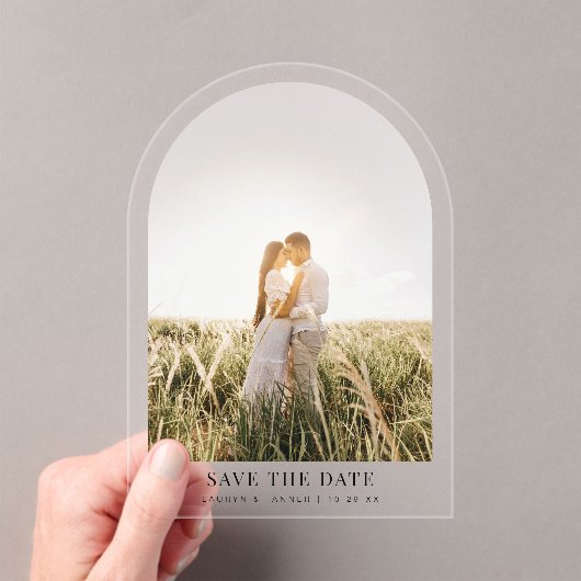 Verloving Foto Wedding Arch Bewaar de datum Acryl Uitnodigingen (Insitu (Draagbaar))