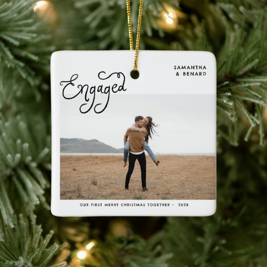  Verloving Foto Whimsical  Keramisch Ornament (Boom)