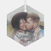 Verloving foto Ze zei ja! kerstvoorstel Glas Ornament (Voorkant)