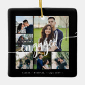 Verloving fotocollage modern script keramisch ornament (Voorkant)