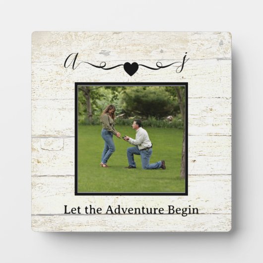 Verloving fotogeheugen aangepaste rustiek fotoplaat (Voorkant)
