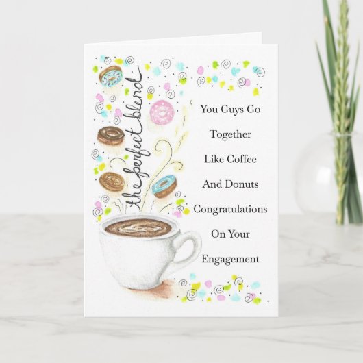 Verloving Gaat Samen Als Koffie en Donuts Kaart (Voorkant)