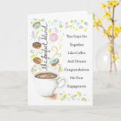 Verloving Gaat Samen Als Koffie en Donuts Kaart (Gele Bloem)