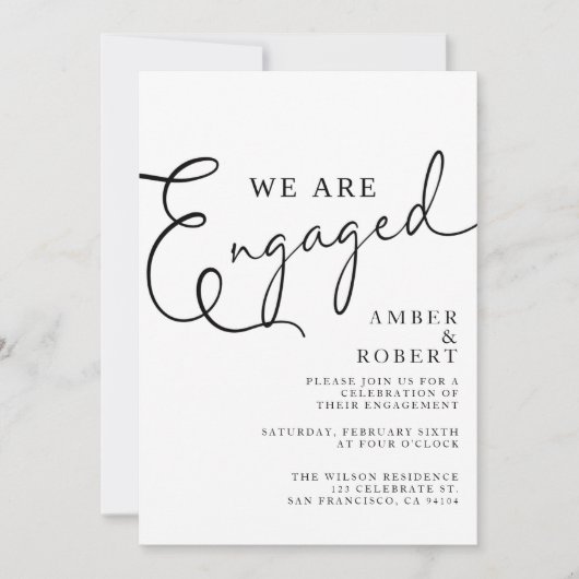 Verloving, Geëngageerd, Modern Wedding, minimalist Kaart (Voorkant)