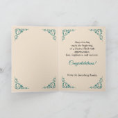 Verloving Gefeliciteerd, Damask Green Card Bedankkaart (Binnen)