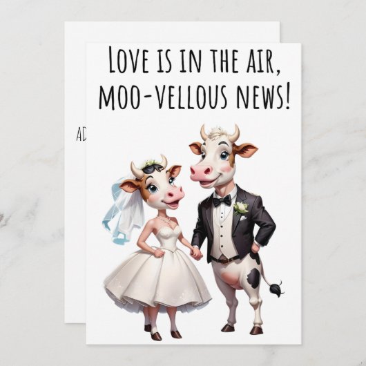 Verloving Gefeliciteerd Kaarten Funny Koe Kaart (Voorkant / Achterkant)