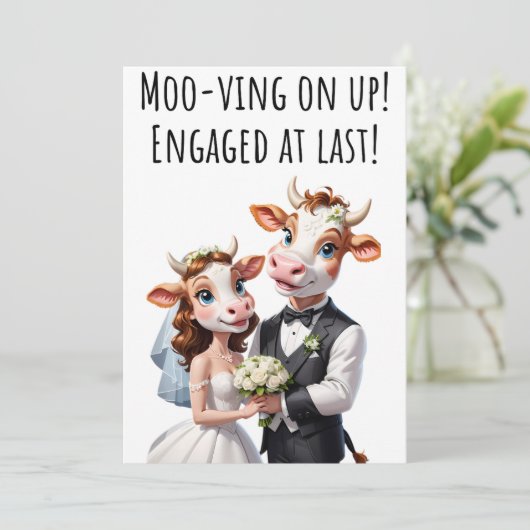 Verloving Gefeliciteerd Kaarten Funny Koe Kaart (Staand voorkant)