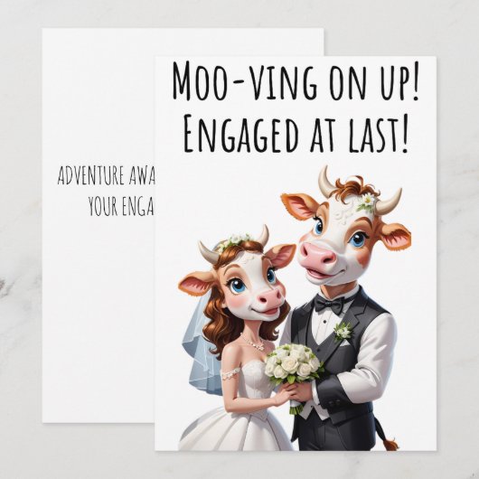 Verloving Gefeliciteerd Kaarten Funny Koe Kaart (Voorkant / Achterkant)