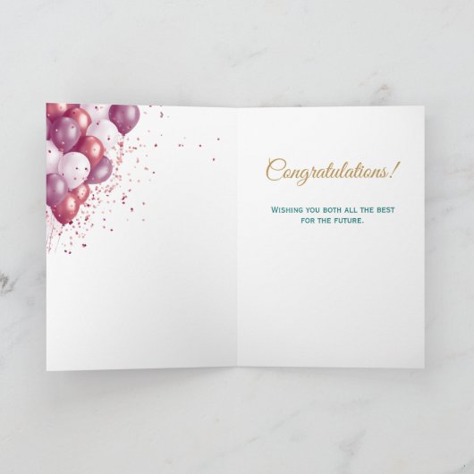 Verloving gefeliciteerd roze blauw kaart (Binnen)