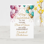 Verloving gefeliciteerd roze blauw kaart (Gele Bloem)