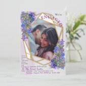 Verloving Geometrische goud- en lavender Flowers Kaart (Staand voorkant)