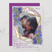 Verloving Geometrische goud- en lavender Flowers Kaart (Voorkant / Achterkant)