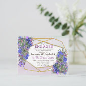 Verloving Geometrische goud- en lavender Flowers Uitnodiging Briefkaart (Staand voorkant)