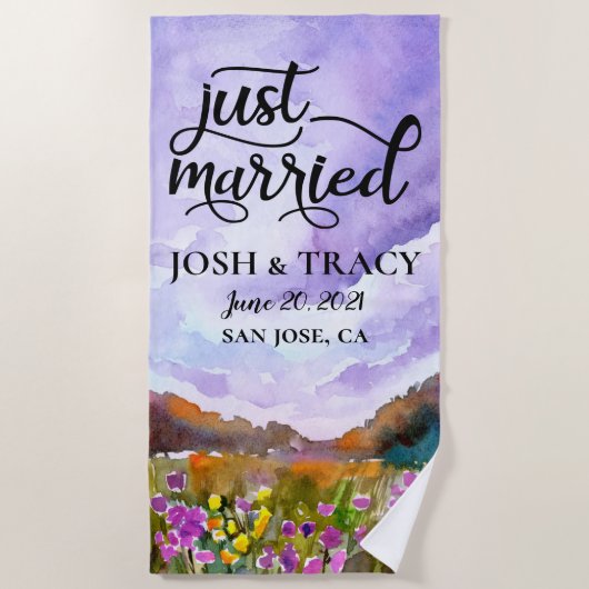 Verloving Gift, Bride en Groom Gift net getrouwd Strandlaken (Voorkant)