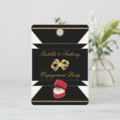 Verloving Gold Diamond Ring Red-partij Kaart (Staand voorkant)