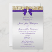 Verloving Gold Sequins Deep Royal Paars Bow Kaart (Achterkant)