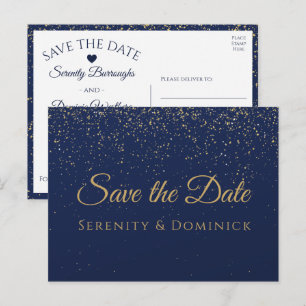 Verloving gouden marineblauw met bindmiddel sparen briefkaart