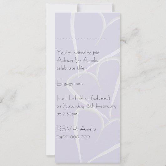 Verloving Harten Paars Kaart (Achterkant)