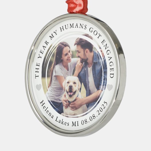 Verloving Hond Mensen Foto Keepsake Metalen Ornament (Links)