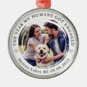 Verloving Hond Mensen Foto Keepsake Metalen Ornament (Voorkant)