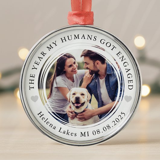 Verloving Hond Mensen Foto Keepsake Metalen Ornament