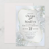 VERLOVING | Icy Blue Shimmer Leaves Kaart (Voorkant / Achterkant)