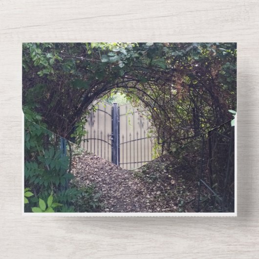 Verloving Invitation Gate Garden All In One Uitnodiging (Achterkant)