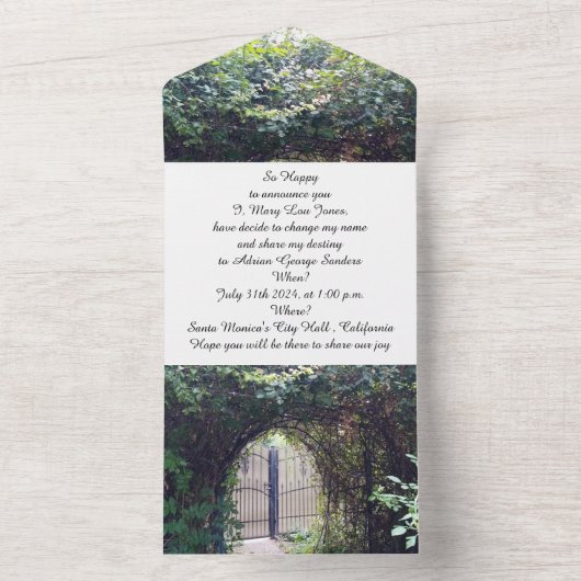 Verloving Invitation Gate Wood All In One Uitnodiging (Binnen)