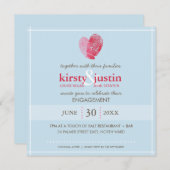 VERLOVING INVITE modern vingerafdruk hart blauw Kaart (Voorkant / Achterkant)