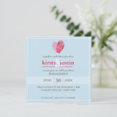 VERLOVING INVITE modern vingerafdruk hart blauw Kaart (Staand voorkant)