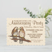 Verloving Jubileum Party Tortelduifjes Hawks Kaart (Staand voorkant)