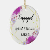 Verloving Keepsake 2023 Eerste Kerstmis Verloofd Keramisch Ornament (Rechts)