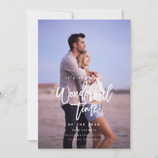 Verloving kerstkaart, sparen de Datum Kerstmis Feestdagenkaart (Voorkant)