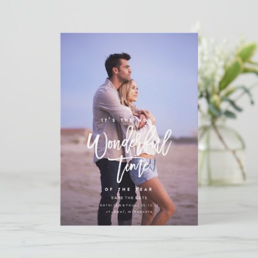 Verloving kerstkaart, sparen de Datum Kerstmis Save The Date (Staand voorkant)