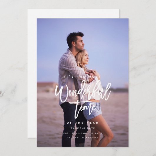 Verloving kerstkaart, sparen de Datum Kerstmis Save The Date (Voorkant / Achterkant)