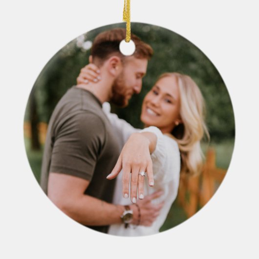 Verloving Kerstmis Foto Ornament (Achterkant)