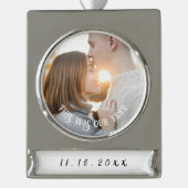 Verloving koppels foto verzilverd banner ornament (Voorkant)