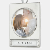 Verloving koppels foto verzilverd banner ornament (Links)