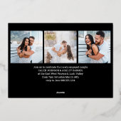 Verloving Let's Party Script 4 Foto Black Gold Folie Uitnodiging (Achterkant)