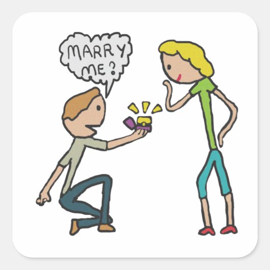 Verloving Marry Me Vierkante Sticker (Voorkant)