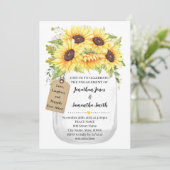 Verloving Mason jar sunflower country bruiloft Kaart (Staand voorkant)