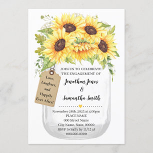 Verloving Mason jar sunflower country bruiloft Kaart