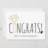 Verloving met fijn gouden diamantcongraten kaart (Voorkant)