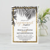 Verloving met gouden grens aan de zwarte palmboom kaart (Staand voorkant)