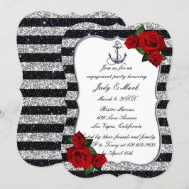 Verloving met Nautical Anchor Silver Black Stripes Kaart