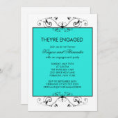 Verloving met turquoise en zwarte scroller kaart (Voorkant / Achterkant)